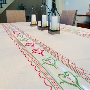 Handmade tablecloth embroidered in cross stitch!